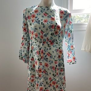 White Dress With Flower Print; Open Back